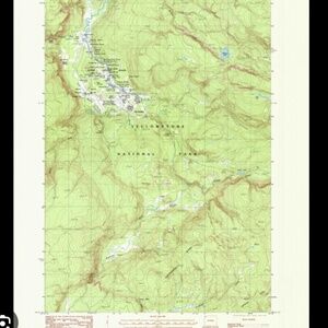 Vintage Topographic Map of Yellowstone National Park